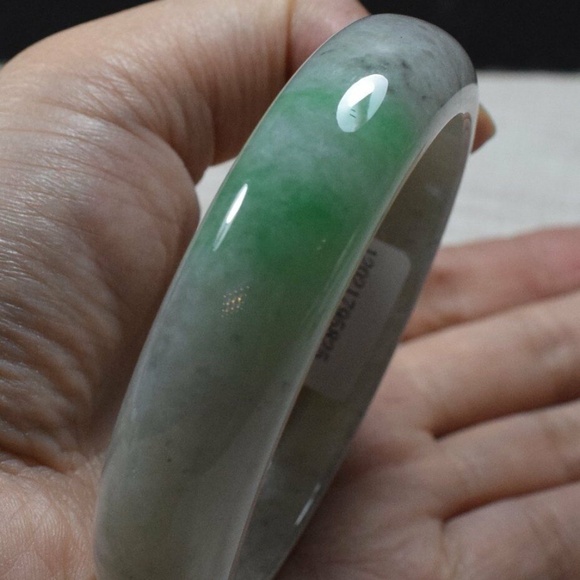 Certified Green 100% Natural A JADE Jadeite Bangle Bracelet 玉镯 55mm - Picture 2 of 11